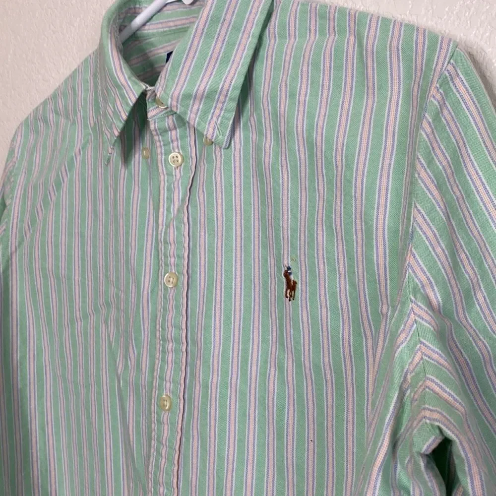 RALPH LAUREN Boy’s 100 Cotton Button Down Striped Shirt Size L